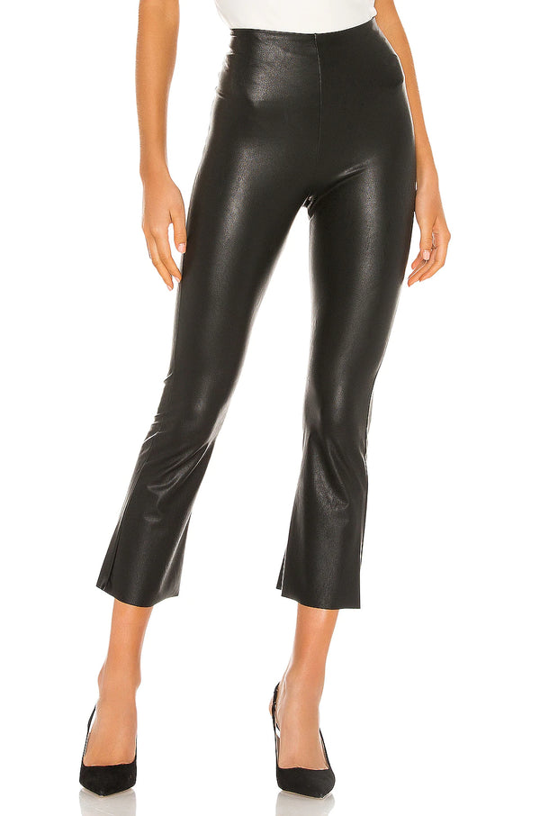 Faux Leather Crop Flare Legging