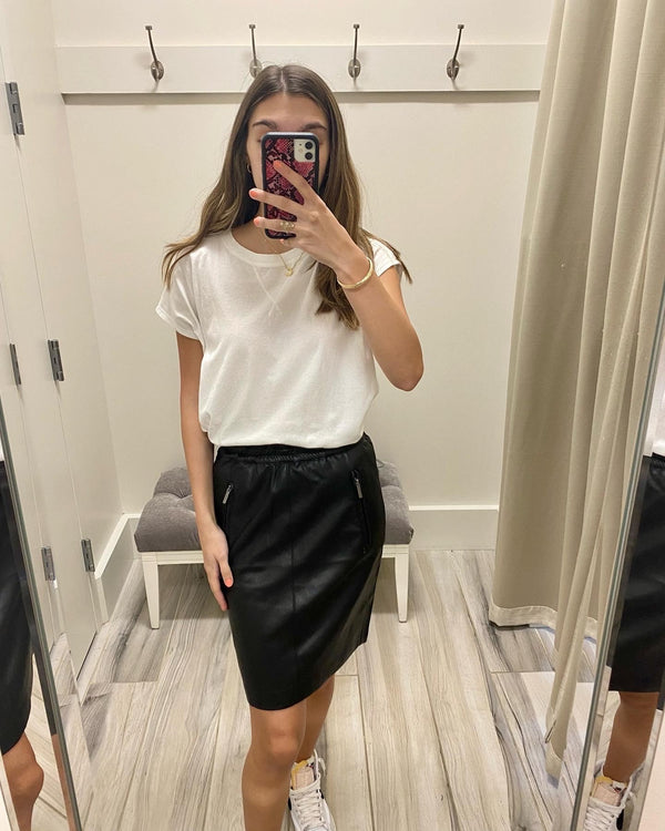 Feaux Leather Zipper Skirt