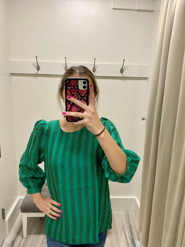 Green Puff Sleeve Top