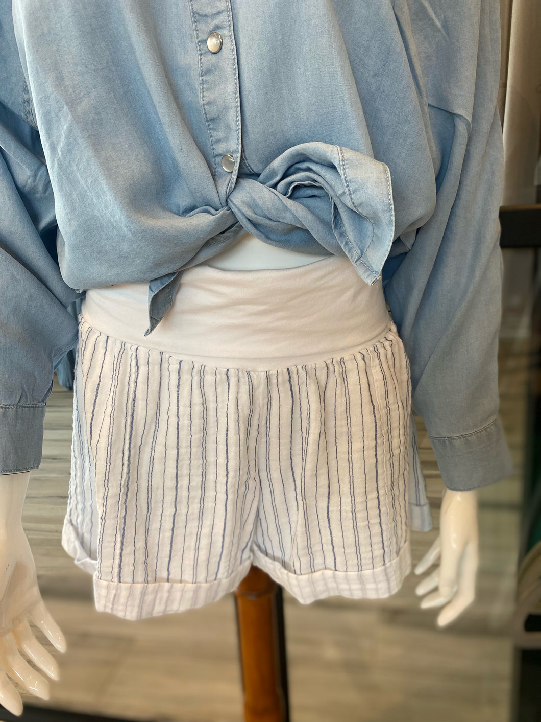Blue Stripe Gauze Short