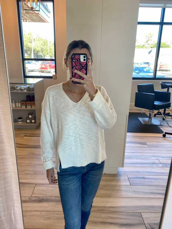 Ivory Split Side Sweater