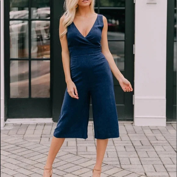 WRAP JUMPSUIT - NAVY