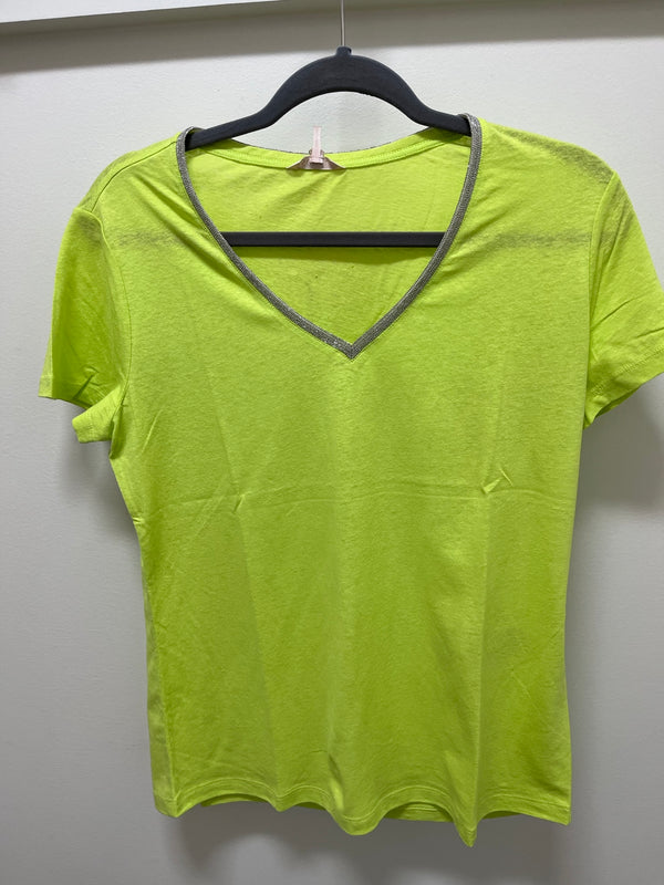 t-shirt fancy neckline - lime