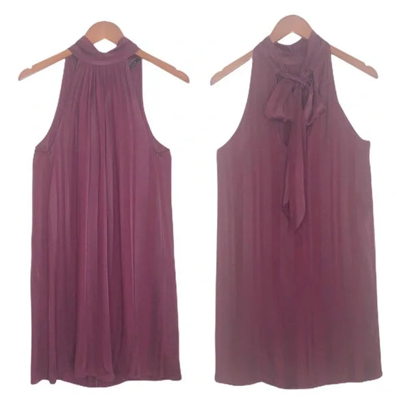 MOCK SLEEVELESS DRESS - MERLOT