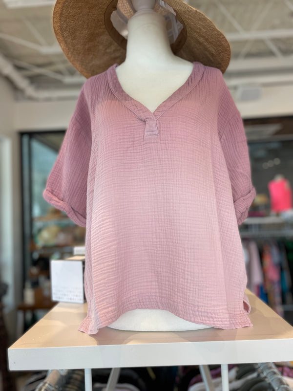 Soft Gauze Top- Mauve