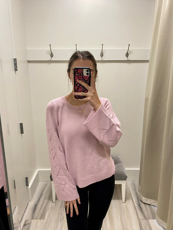 Pink Sweater W/ Heart Sleeve