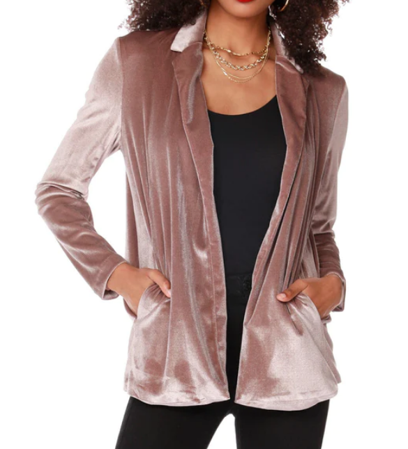 VELOUR BLAZER - TAUPE