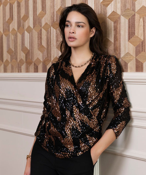 Top wrap over sequins