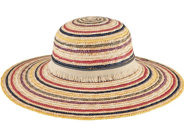 Women's Wheat Straw Stripe Sun Hat