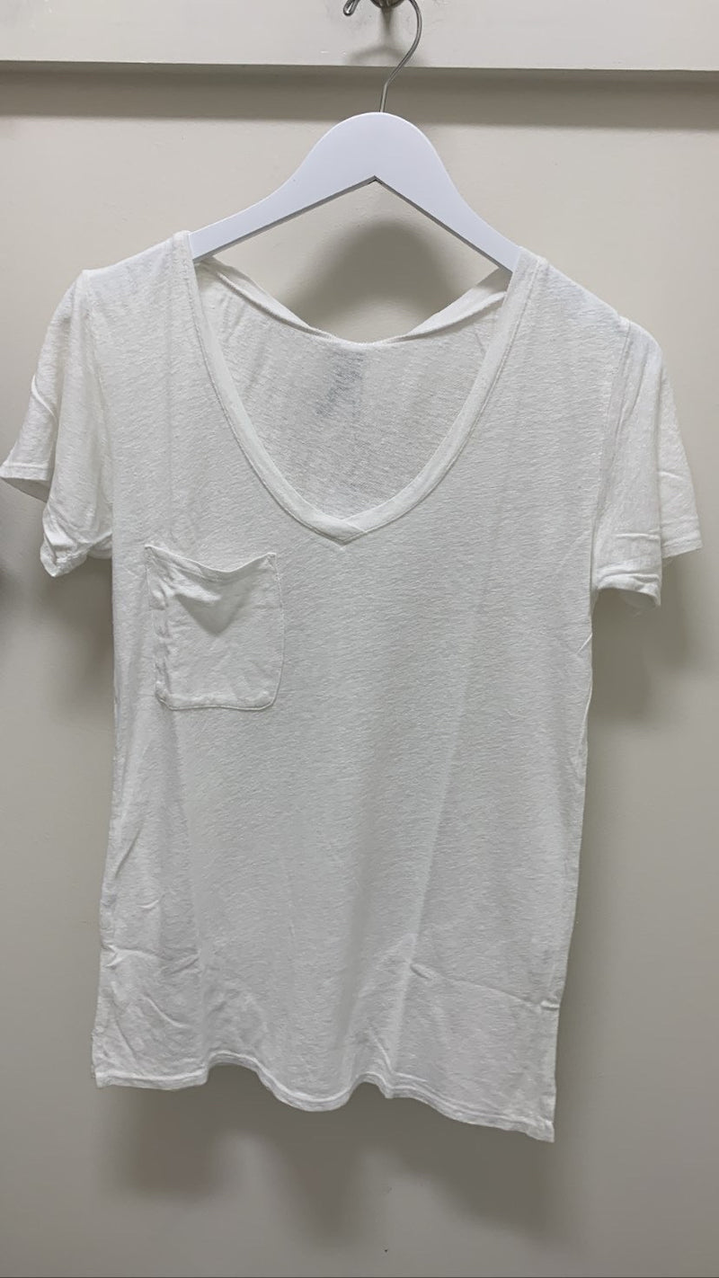 v-neck pocket tee - white