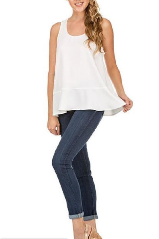 ZIP FLOUNCED HEM TOP